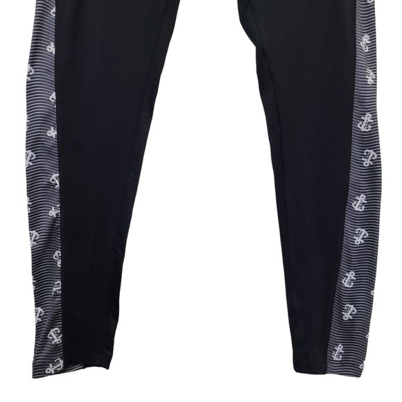 Lularoe Jordan Womens Sz XL Ankle Leggings Athletic Black Nautical Anchor Pants - Picture 4 of 9